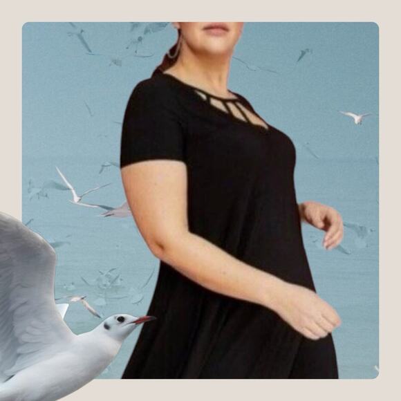 Lane Bryant Dress 14/16  1X Short Sleeve Black Cage Midi NEW NWT - Picture 2 of 8